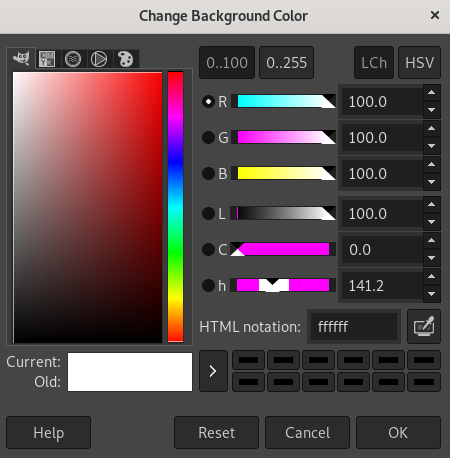 The basic color selector dialog