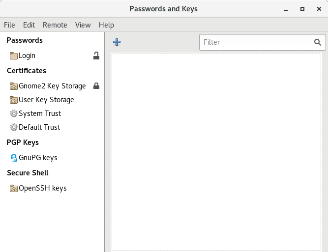Password and Keys Main Window