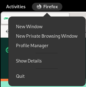 Application menu for Firefox